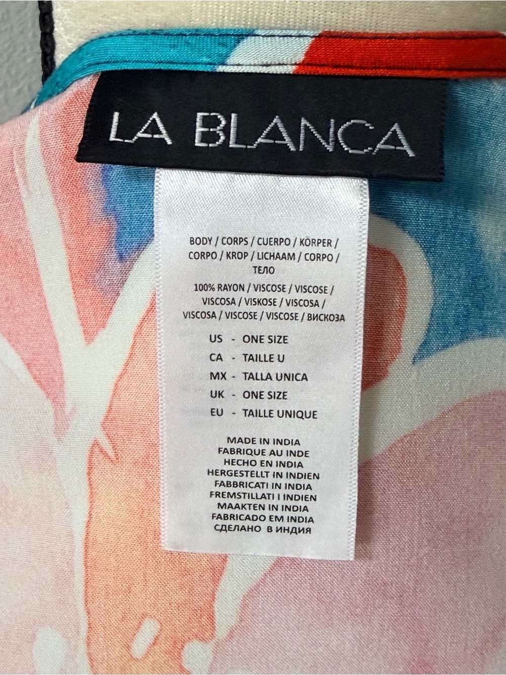 La Blanca Petals Watercolor Floral Tie-Front Kimono Caftan Cover-Up OS - Picture 10 of 11